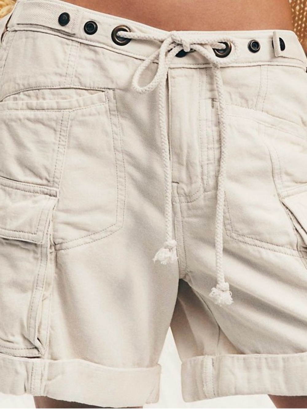 Light Neutral Cargo Drawstring Women’s Shorts
